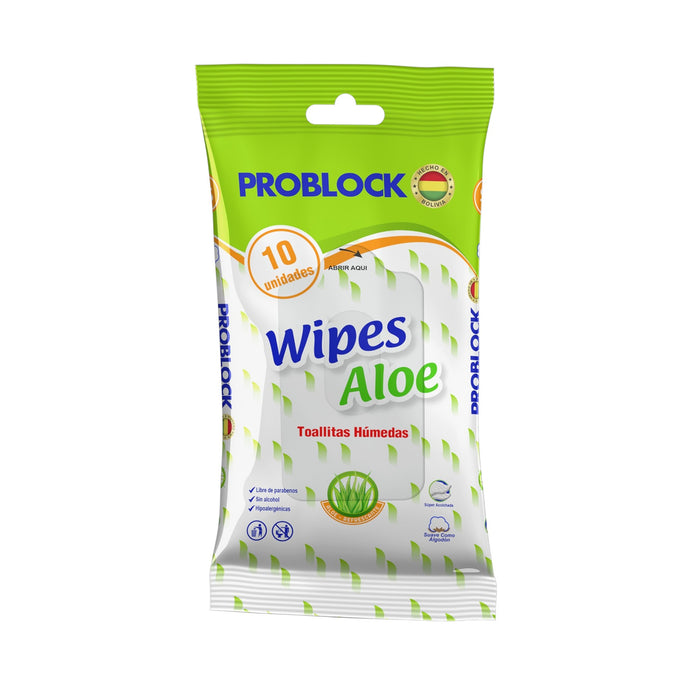 Toallitas Húmedas Problock Wipes Aloe X 10 Unidades
