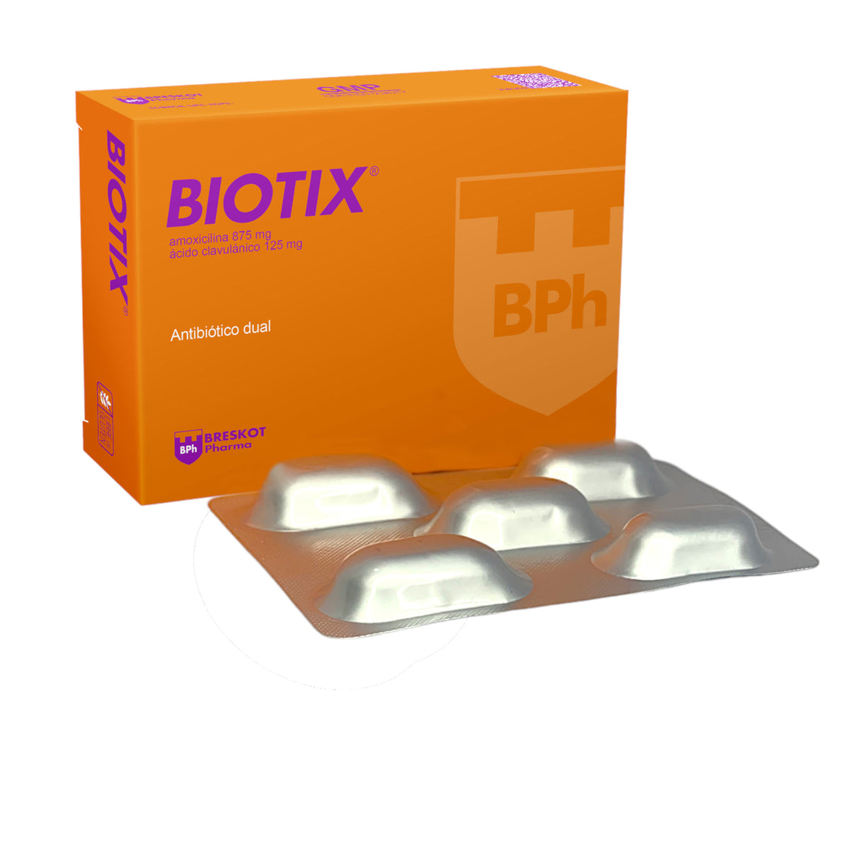 Biotix 875/125Mg Amoxicilina/Acido Clavulanico X 10 Comprimidos— Farmacorp