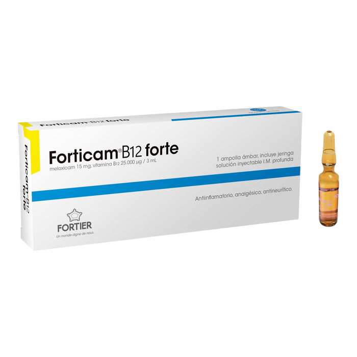 Forticam B12 Forte Im /3Ml +Jeringa Meloxicam/Vitamina B12 X 1 Ampolla