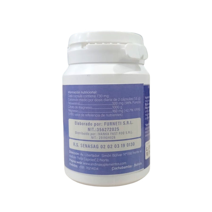 Resveratrol 98% Con Citrato De Magnesio X 72 Cápsulas