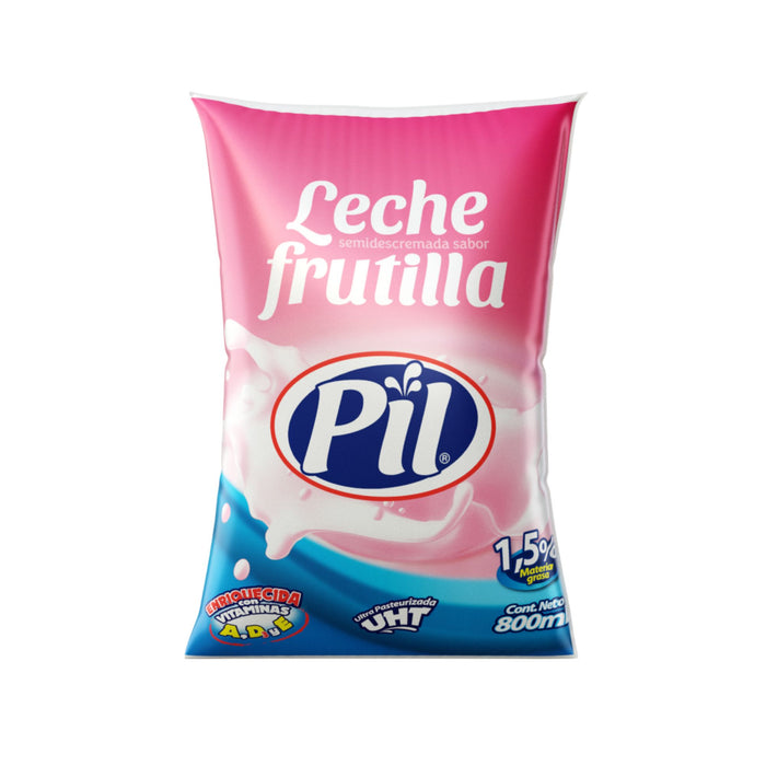 Leche Pil Semidescremada Saborizada Frutilla X 800Ml
