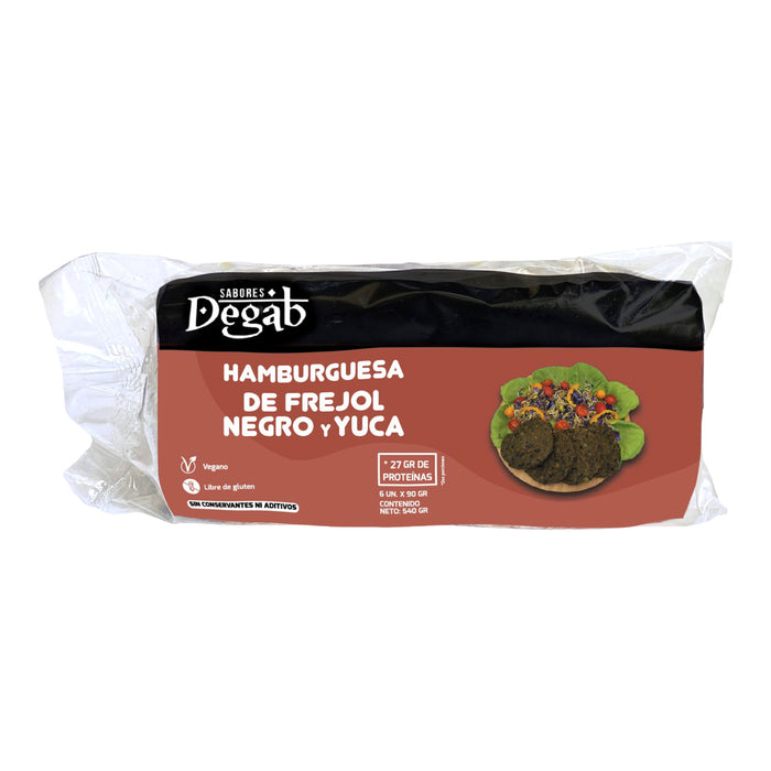Hamburguesa De Frejol Negro Y Yuca Degab 540Gr 6 Unidades