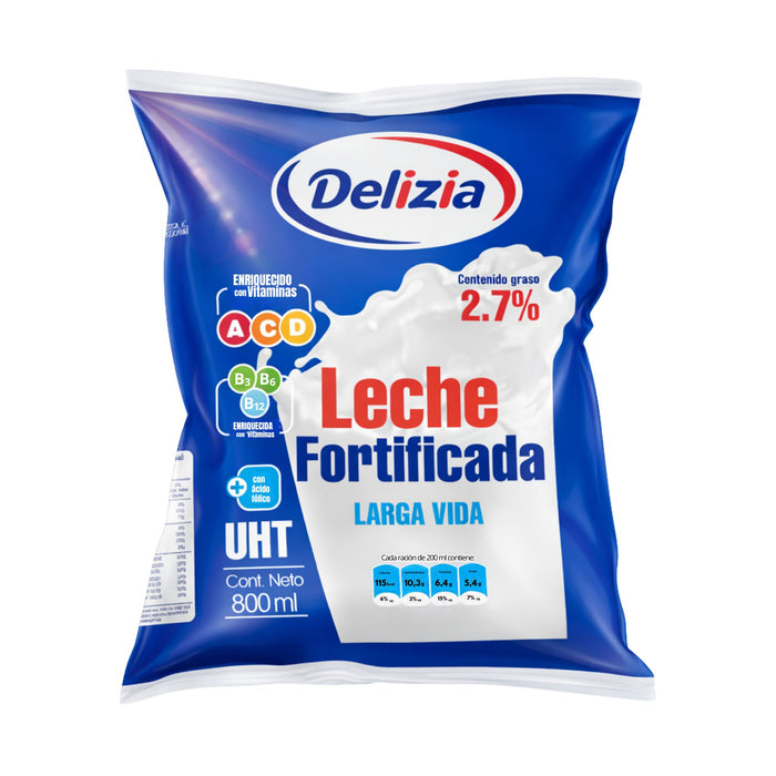 Leche Fortificada Delizia Uht Bolsa X 800Ml