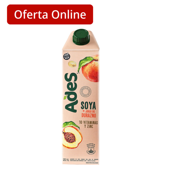 Bebida De Soya Ades Durazno Sin Gluten X 1 L