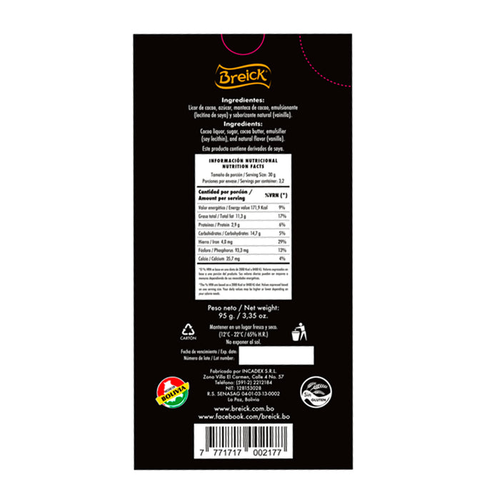 Breick Chocolate Amargo 70 X 95G