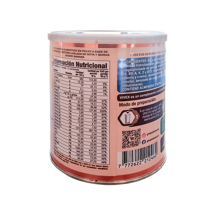 Suplemento Alimenticio Vivex Zero Azúcar Sabor Banana X 850G