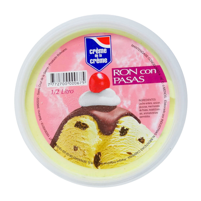 Creme De La Creme Helado Ron Con Pasas X 1 2 L