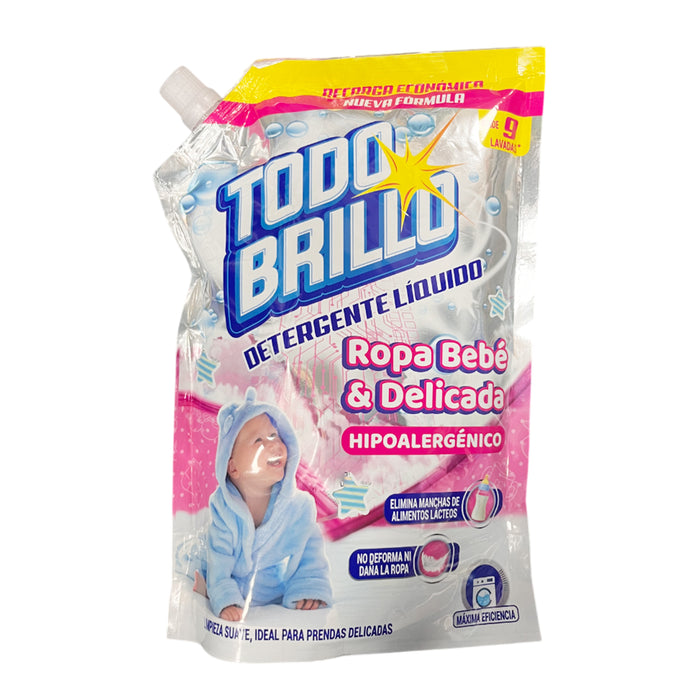 Detergente Todo Brillo Líquido Ropa Bebe Delicada Doypack X 800Ml