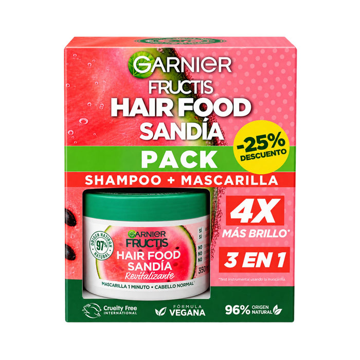 Pack Garnier Fructis Hair Food Sandia Shampoo 300Ml + Mascarilla 350Ml