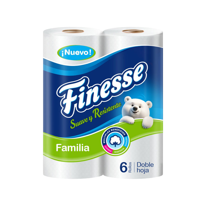 Papel Higiénico Finesse Familia Doble Hoja X 6 Rollos