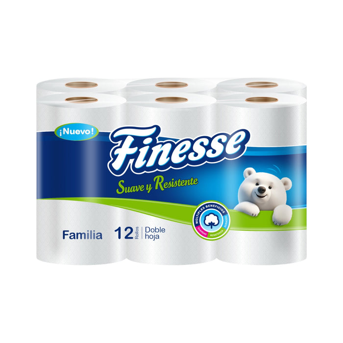 Papel Higiénico Finesse Familia Doble Hoja X 12 Rollos
