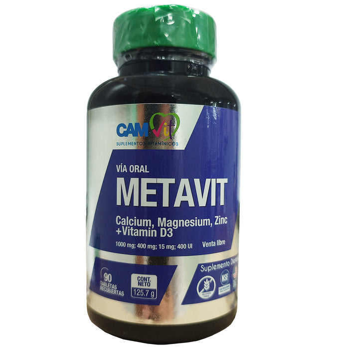 Metavit Calcio Magnesio Zinc Vitamina D3 Frasco X 90 Tabletas