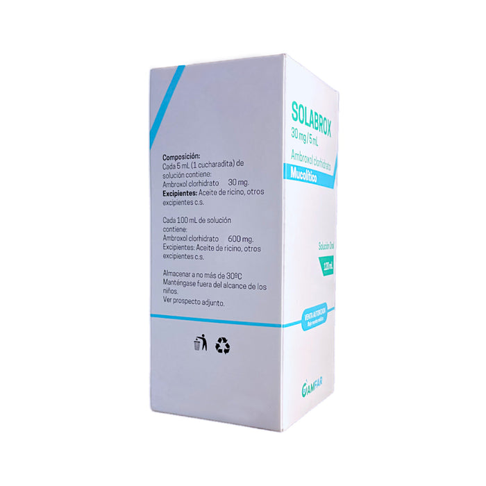 Solabrox Ambroxol Clorhidrato 30Mg/5Ml Solución Oral X120ml