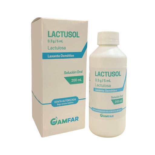 Botella de solución oral Lactusol Lactulosa 3.3gr/5ml de 200ml.