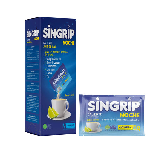 Sobre de Antigripal Singrip Noche sabor limón.