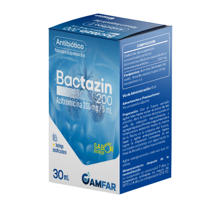 Bactazin 200Mg/5Ml Azitromicina Suspensión Oral X 30Ml