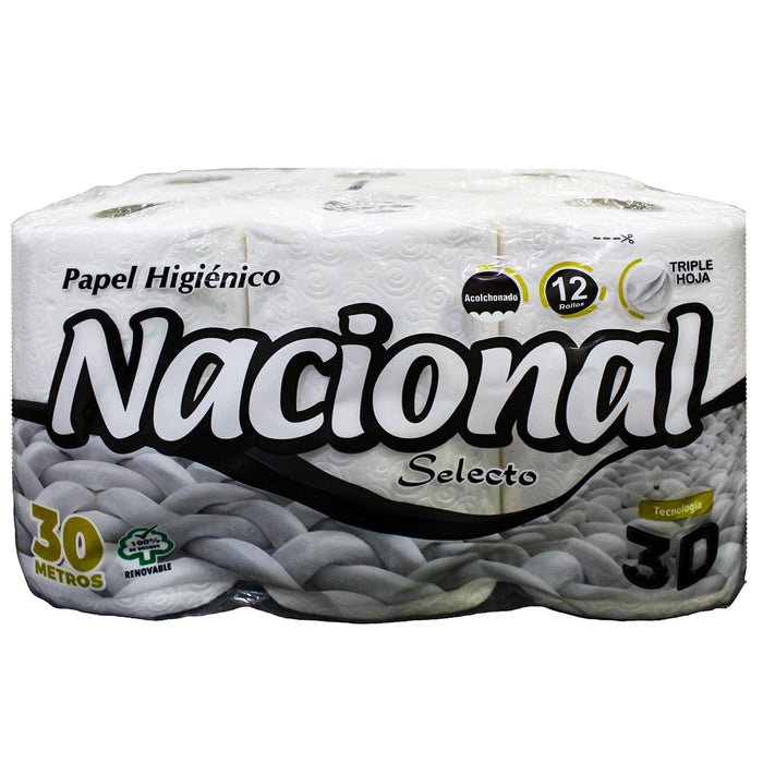 Nacional Selecto Papel Higienico Th 3D X 12 Unidades