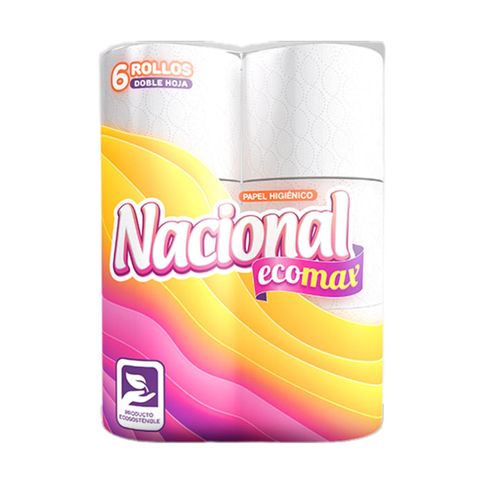 Papel Higienico Nacional Doble Hoja Ecomax X 6 Rollos