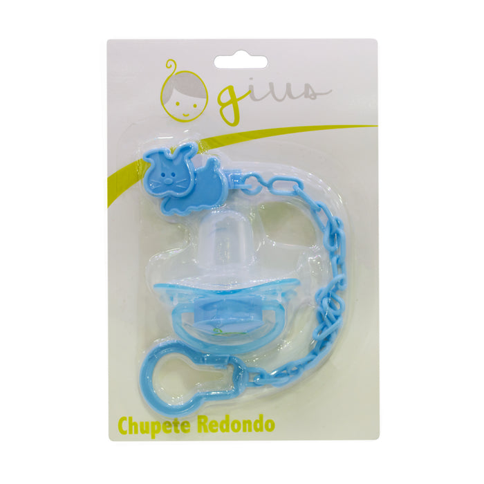 Chupete Gius Redondo Con Cadena Celeste