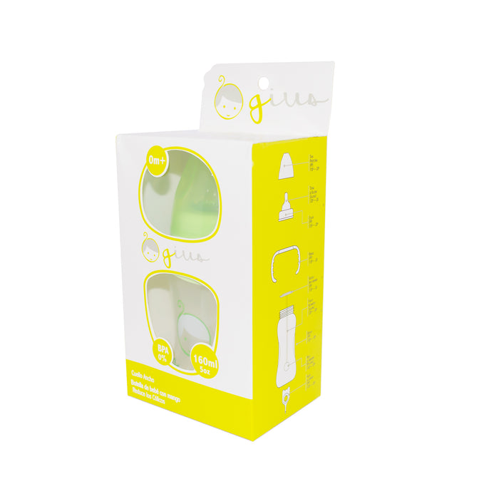 Mamadera Gius Cuello Ancho Con Mango Verde 6M+ X 160Ml