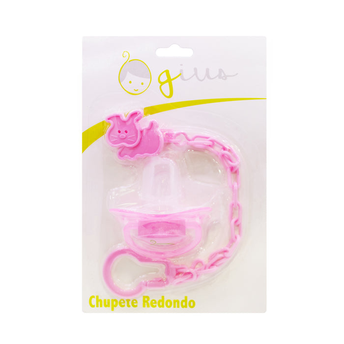 Chupete Gius Redondo Con Cadena Rosado