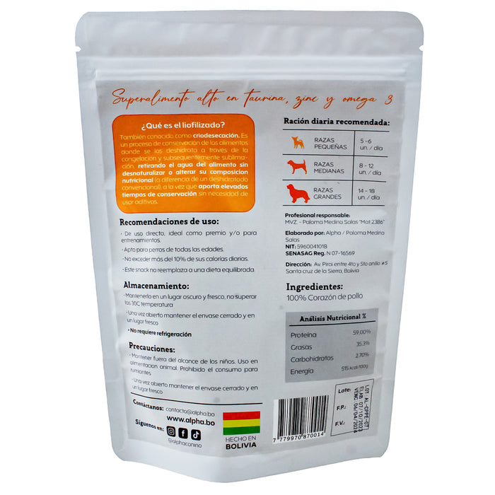 Snack Liofilizado De Corazón De Pollo X 50G