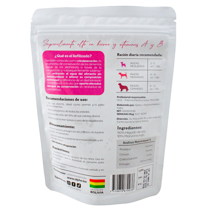Snack Liofilizado De Hígado De Res Y Manzana X 50G