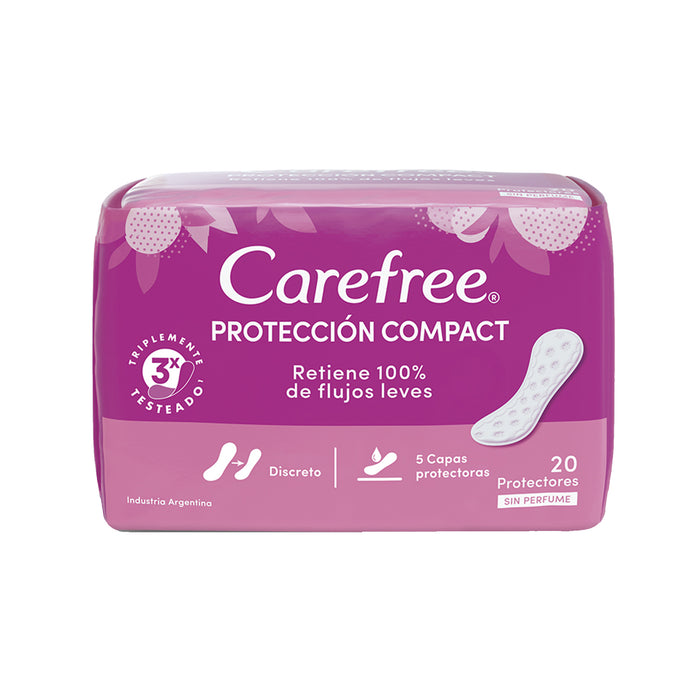 Protectores Diarios Carefree Compact Sin Perfume X 20 Unidades