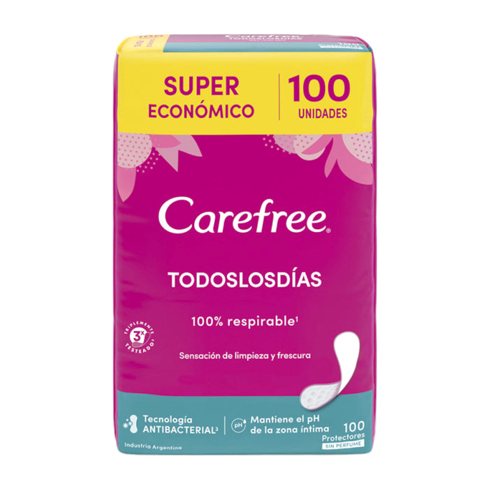 Protectores Diarios Carefree Todos Los Dias Sin Perfume X 100 Unidades