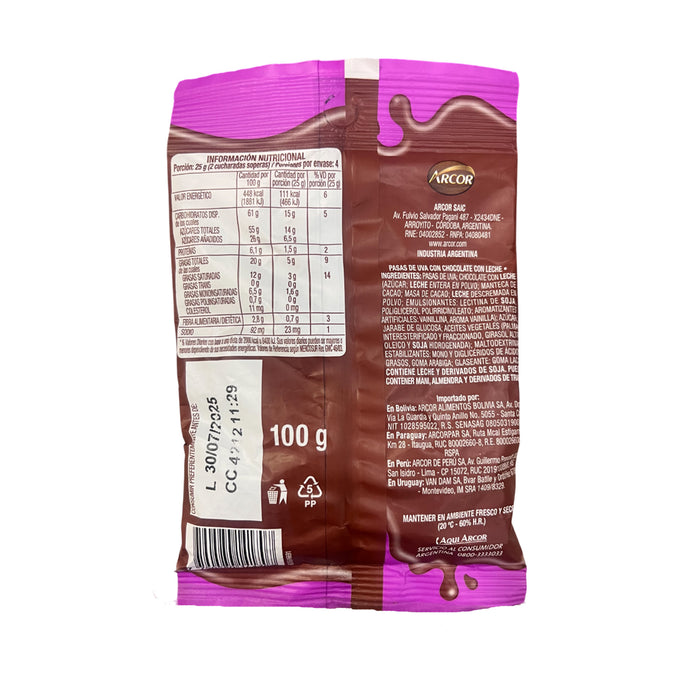 Pasas De Uva Cofler Chocolate Con Leche X 100G