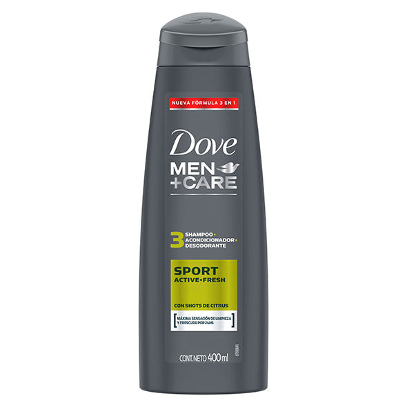 Dove Men 3 En 1 Shampoo Sport Active Mas Fresh X 400Ml