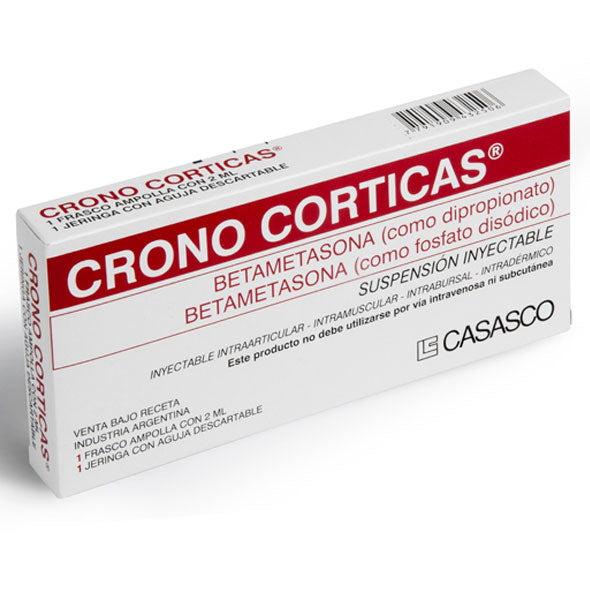 Crono Corticas Betametasona Fosfato 4Mg Y Betametasona Dipropionato 10Mg Con Jeringa Y 2Ml X Ampolla