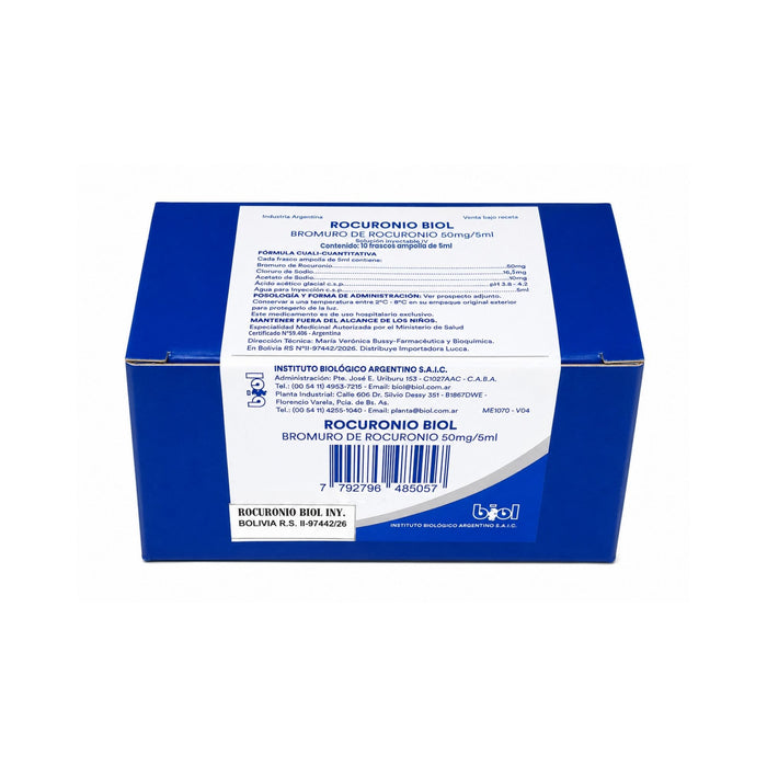 Rocuronio Biol 50Mg Iv X Ampolla 5Ml