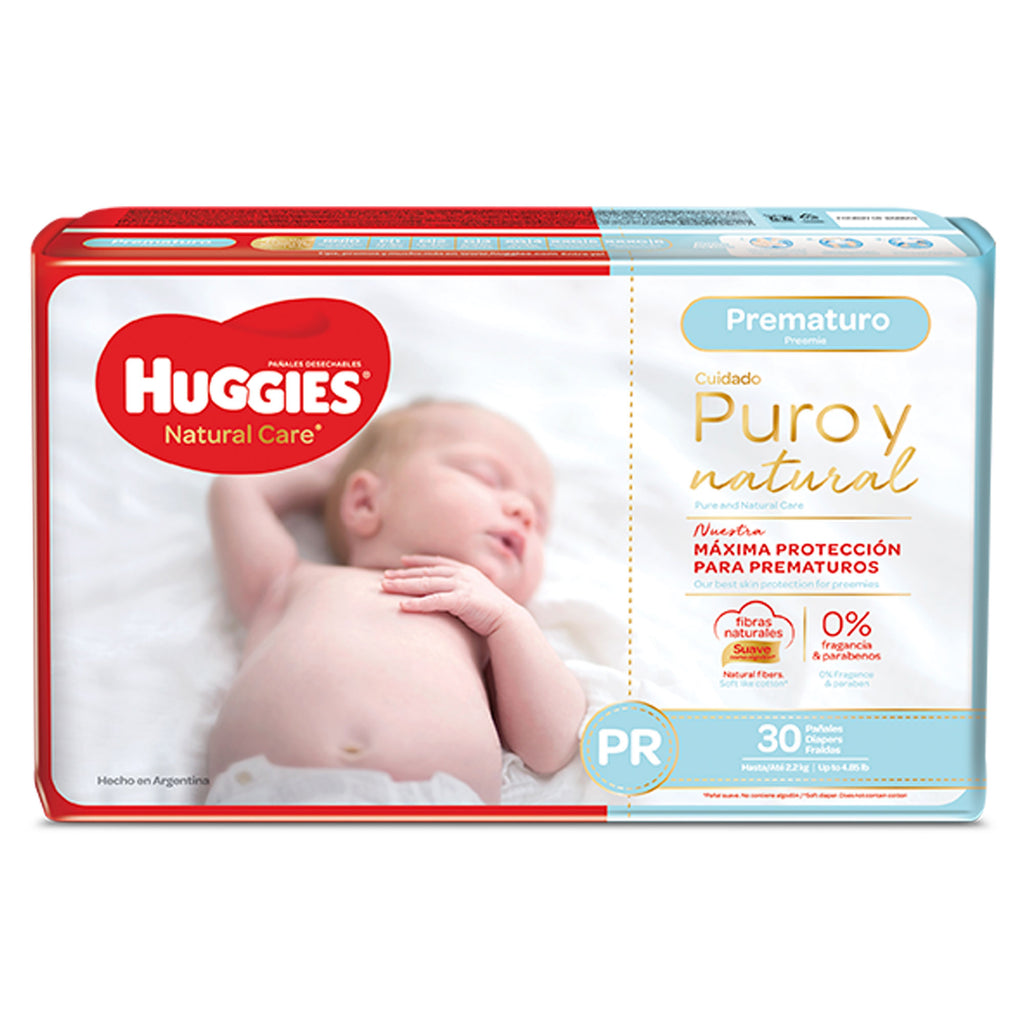 Pañales Natural Care Prematuro Huggies 2,2Kg 30u— Farmacorp