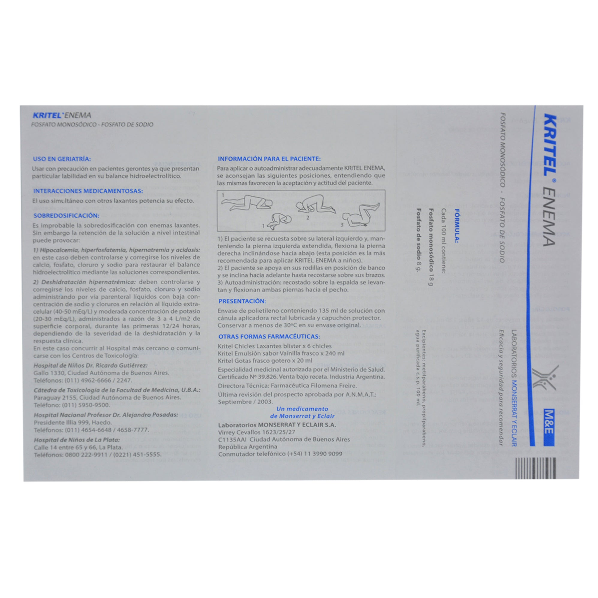 Kritel Enema Fosfato Monodosico Disodico X 135Ml— Farmacorp