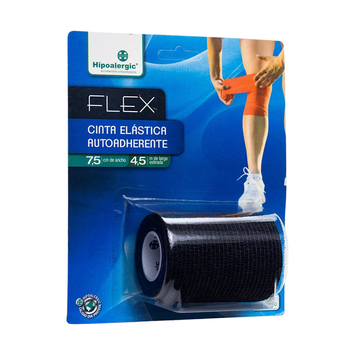 Cinta Elástica Autoadherente Flex Negro 7.5Cm X 4.5M