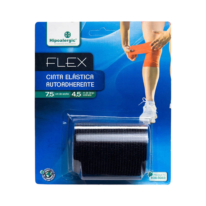 Cinta Elástica Autoadherente Flex Negro 7.5Cm X 4.5M