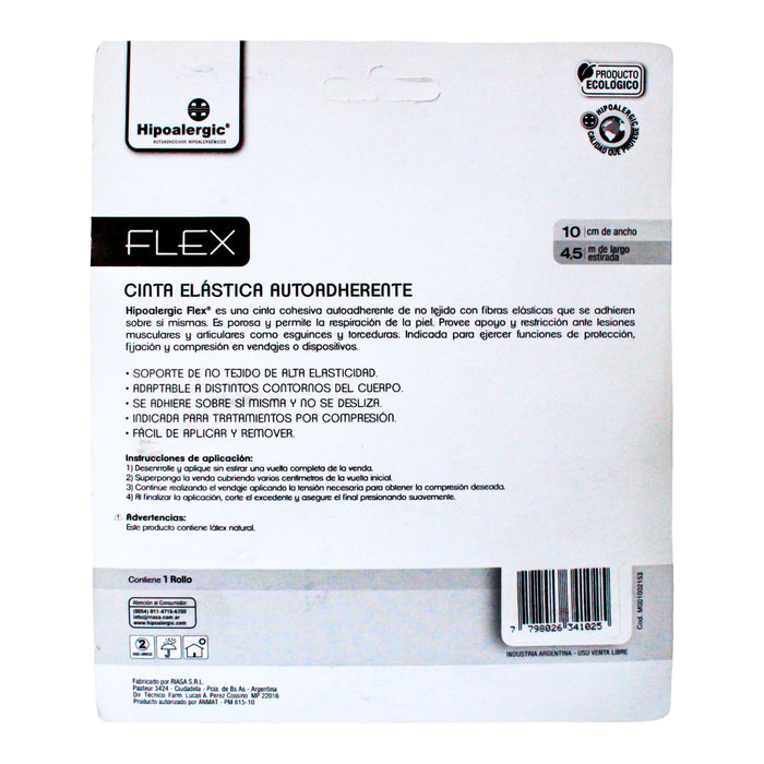 Cinta Elástica Autoadherente Flex Color Negro 10Cm X 4.5M