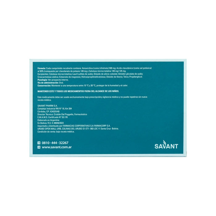 Fabamox Duo 500Mg Amoxicilina 125Mg Ácido Clavulánico X Comprimidos