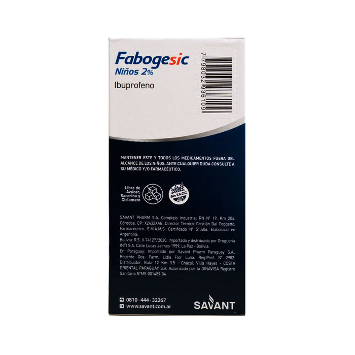 Fabogesic Niños 2% Ibuprofeno 100Mg En Suspensión Oral X 100Ml