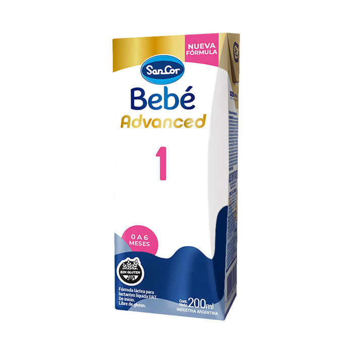 Envase de Fórmula Láctea Sancor Bebé 1 Advanced de 200ml.