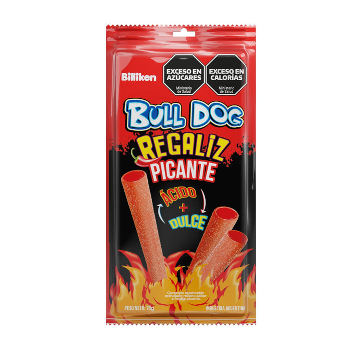 Caramelo Regaliz Bull Dog Frutilla Picante X 75Gr