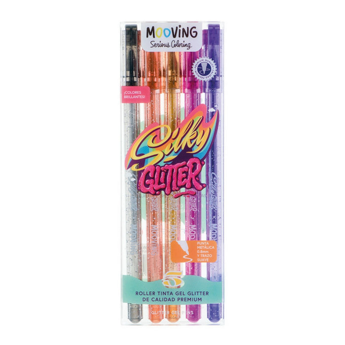 Set Bolígrafo Mooving Silky Glitter X 5 Unidades