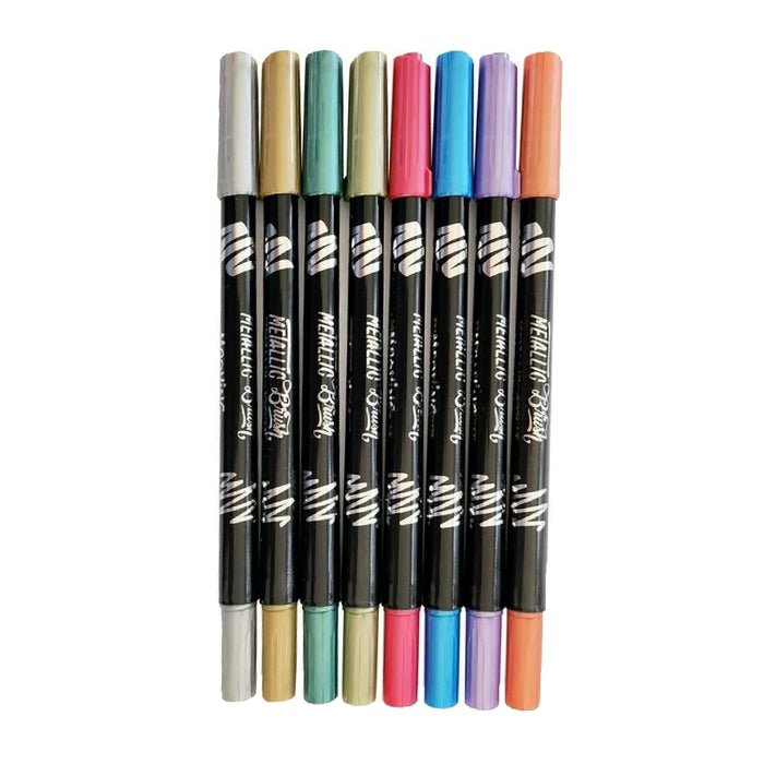 Set Marcadores Mooving Metallic Brush X 8 Unidades