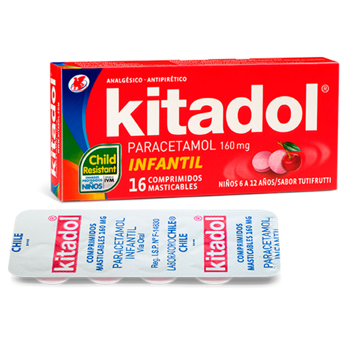 Kitadol Paracetamol 160Mg Infantil Sabor Tutufrutti X Tableta