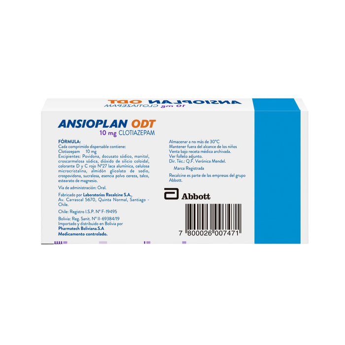 Ansioplan Odt Clotiazepam 10Mg X Comprimido