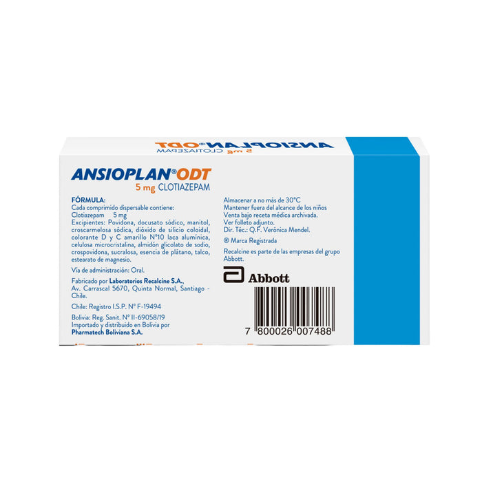 Ansioplan Odt Clotiazepam 5Mg X Comprimido