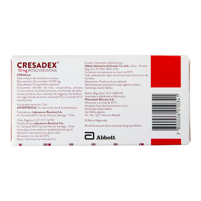 Cresadex Rosuvastatina 10 Mg X Tableta