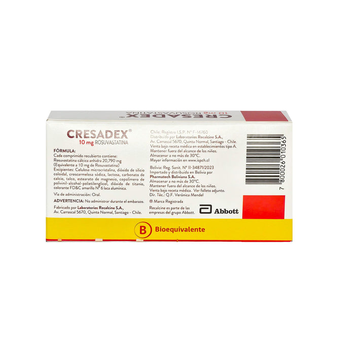 Cresadex Rosuvastatina 10 Mg X Comprimido
