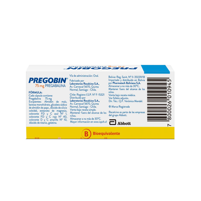 Pregobin Pregabalina 75Mg X Cápsula